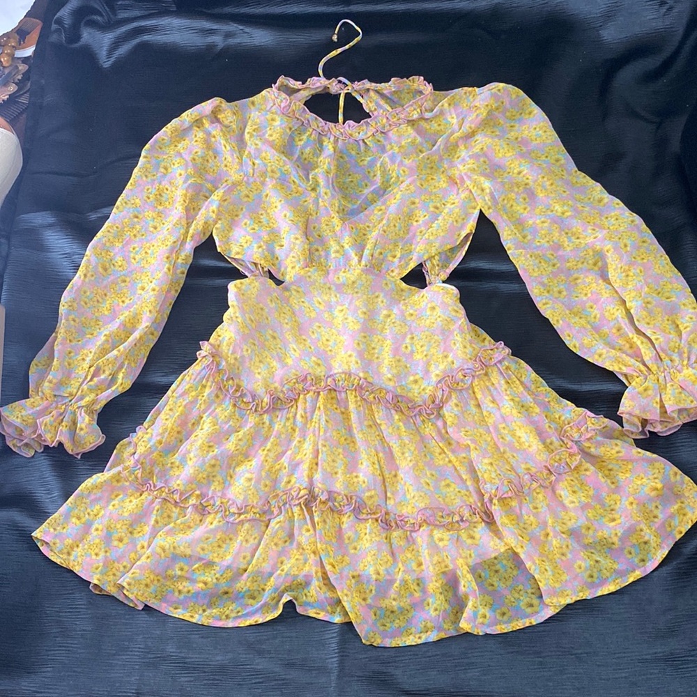 Saints + Secrets Pink and Yellow Floral Dress